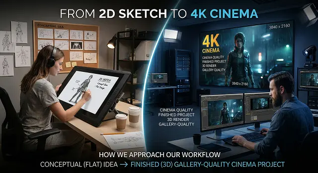From 2D Sketch to 4K Cinema