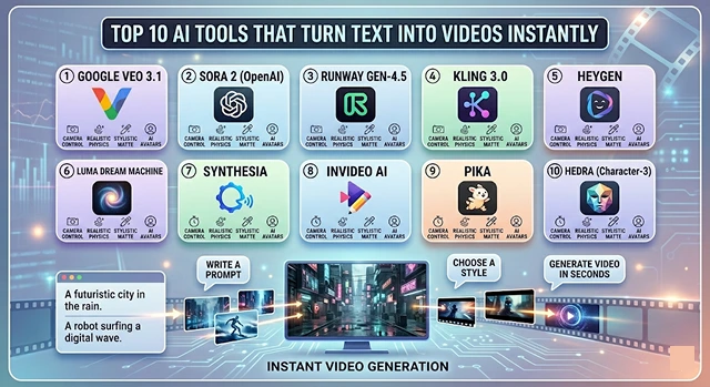 Top 10 AI Tools That Turn Text into Videos Instantly